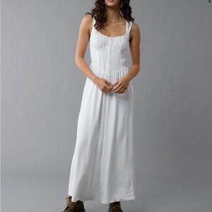 🆕 NWT American Eagle Corset V-Waist Jumpsuit, Cream Color, Women’s Size Large